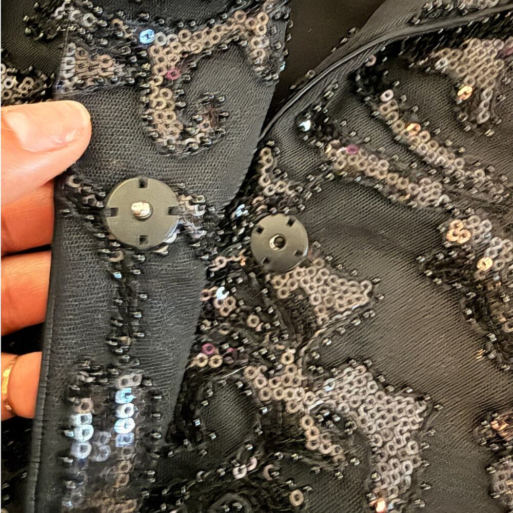 Alexis Firdas Black Sequin Embroidered Blazer Jacket Small - Picture 9 of 9